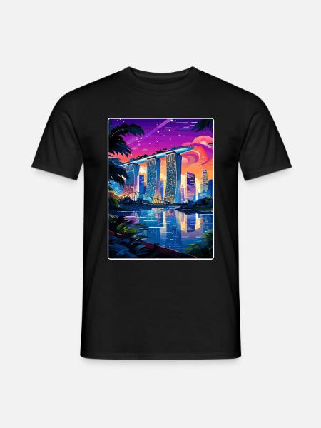Marina Bay Sands Singapur Reiseposter Souvenir - Männer T-Shirt - Schwarz