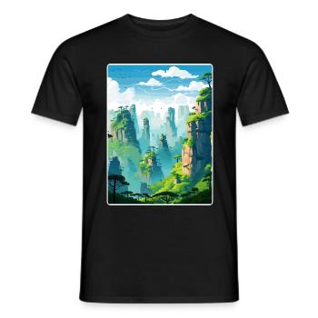 Zhangjiajie Chine Voyage Affiche Peinture Souvenir WPA - T-shirt homme - noir - Devant - AI Model Male 178 light (178cm)