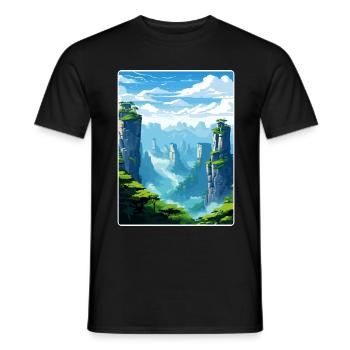 Zhangjiajie Chine Voyage Affiche Peinture Souvenir WPA - T-shirt homme - noir - Devant - AI Model Male 178 light (178cm)