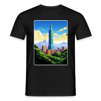 Taipei Taiwan Travel Poster Souvenir Painting WPA - Men's T-Shirt - black - Front - AI Model Male 178 light (178cm)