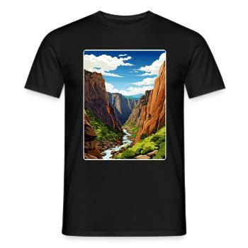 Black Canyon National Park Colorado Travel Poster - Men's T-Shirt - black - Front - AI Model Male 178 light (178cm)