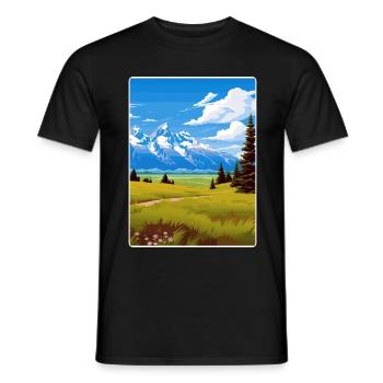 Affiche de voyage souvenir du parc national de Grand Teton - T-shirt homme - noir - Devant - AI Model Male 178 light (178cm)