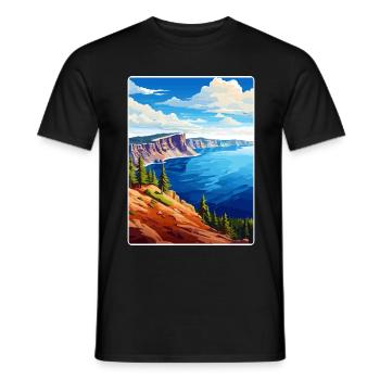 Affiche de voyage souvenir du parc national du lac Crater - T-shirt homme - noir - Devant - AI Model Male 178 light (178cm)