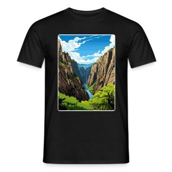 Black Canyon National Park Colorado Travel Poster - Men's T-Shirt - black - Front - AI Model Male 178 light (178cm)