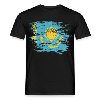 Kazakhstan flag used - Men's T-Shirt - black - Front - AI Model Male 178 light (178cm)