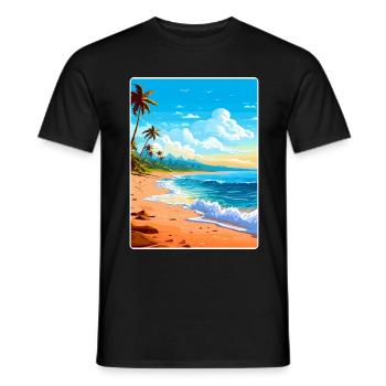 Barbade Caraïbes Voyage Affiche Souvenir Peinture WP - T-shirt homme - noir - Devant - AI Model Male 178 light (178cm)