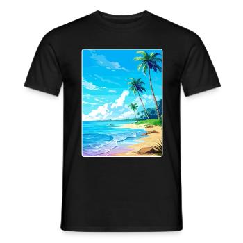 Islands Caribbean Travel Poster Souvenir - Men's T-Shirt - black - Front - AI Model Male 178 light (178cm)