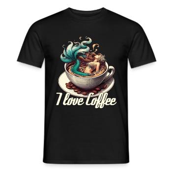 Ich liebe Kaffee Tasse Meerjungfrau Nixe Geschenk - Männer T-Shirt - Schwarz - Vorne - AI Model Male 178 light (178cm)