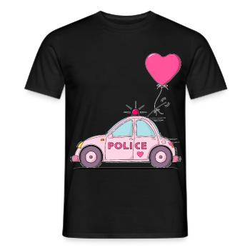 Coeur de police rose - T-shirt homme - noir - Devant - AI Model Male 178 light (178cm)