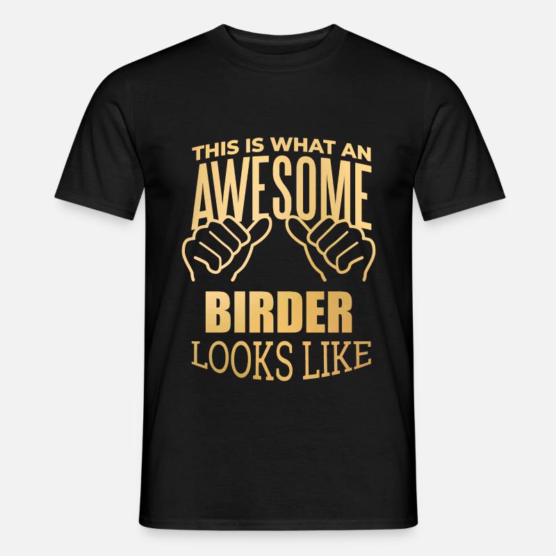 Vogelbeobachter - Männer T-Shirt - Schwarz