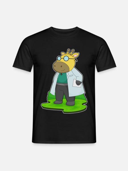 Giraffe Arzt Arztkittel - Männer T-Shirt - Schwarz