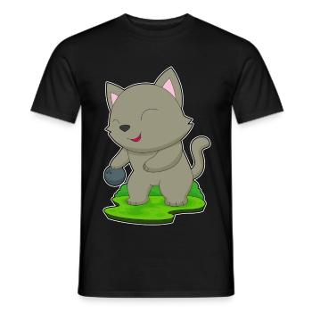 Cat Bowling Bowling Ball - Men's T-Shirt - black - Front - AI Model Male 178 light (178cm)