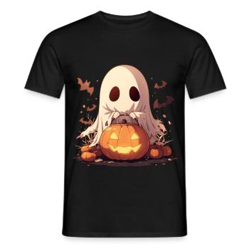 Ghost Ghost Halloween Pumpkin Lantern Gift - Men's T-Shirt - black - Front - AI Model Male 178 light (178cm)