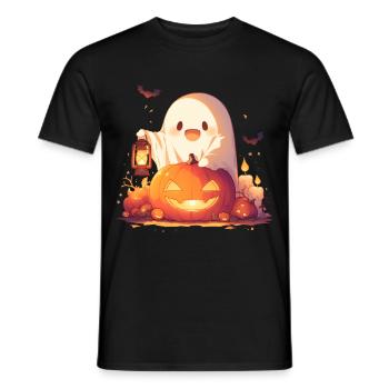 Halloween Ghost Ghost Pumpkin Lantern Gift - Men's T-Shirt - black - Front - AI Model Male 178 light (178cm)