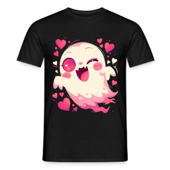 Cute Halloween Ghost Heart Ghost Haunted - Men's T-Shirt - black - Front - AI Model Male 178 light (178cm)