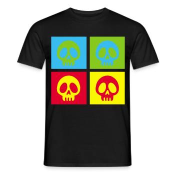 Pop art manga skull - Men's T-Shirt - black - Front - AI Model Male 178 light (178cm)