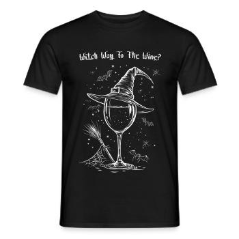 Chemin de sorcière vers le vin ? Drôle d’Halloween Sorcière Vin - T-shirt homme - noir - Devant - AI Model Male 178 light (178cm)