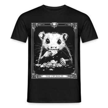 Tarot L’Opossum Occulte Drôle Possum Carte de Tarot - T-shirt homme - noir - Devant - AI Model Male 178 light (178cm)