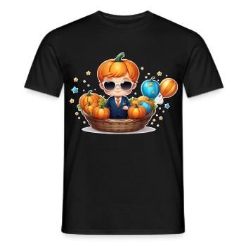 Citrouille garçon avec lunettes de soleil Halloween - T-shirt homme - noir - Devant - AI Model Male 178 light (178cm)