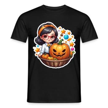 Girls Halloween Pumpkin Basket - Men's T-Shirt - black - Front - AI Model Male 178 light (178cm)
