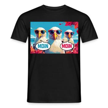 Moin Moin Möwen - Männer T-Shirt - Schwarz - Vorne - AI Model Male 178 light (178cm)