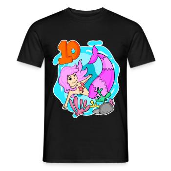 10th Birthday Motif Mermaid - Ten - 10 Years - Men's T-Shirt - black - Front - AI Model Male 178 light (178cm)