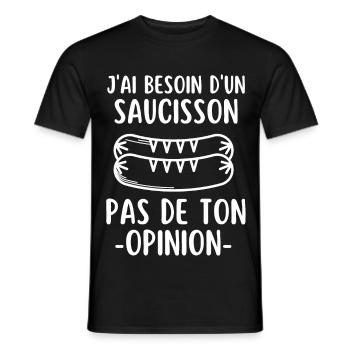 Humour saucisson - T-shirt homme - noir - Devant - AI Model Male 178 light (178cm)