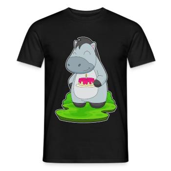 Gâteau d’anniversaire cheval - T-shirt homme - noir - Devant - AI Model Male 178 light (178cm)