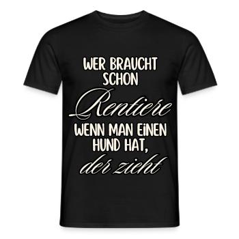 Hund zieht Rentiere Textdesign - Männer T-Shirt - Schwarz - Vorne - AI Model Male 178 light (178cm)