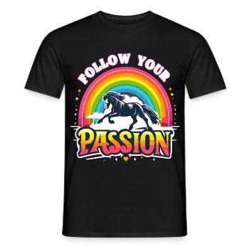Follow Your Passion Horse Rider - Men's T-Shirt - black - Front - AI Model Male 178 light (178cm)