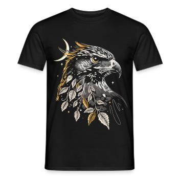 Horus Falcon & Moon - Magical Autumn Design - Men's T-Shirt - black - Front - AI Model Male 178 light (178cm)
