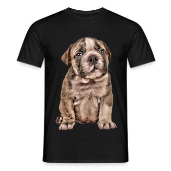 Look chiot câlin - portrait de chien - T-shirt homme - noir - Devant - AI Model Male 178 light (178cm)