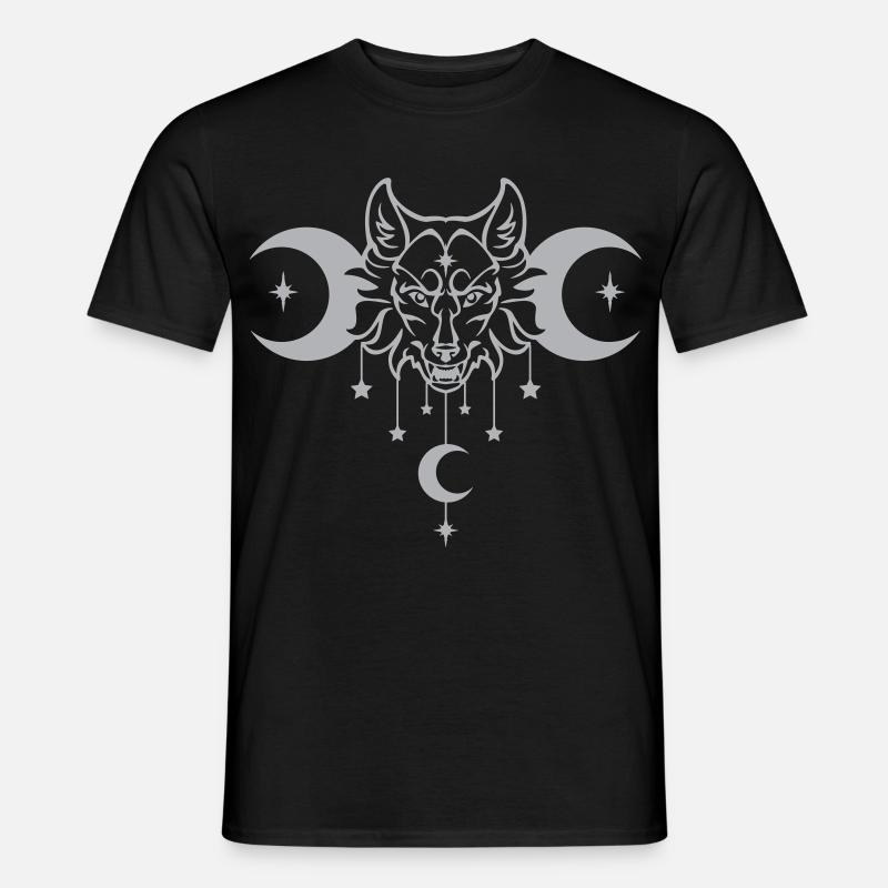 Wicca Moon Wolf - Anpassbare Farbe - Männer T-Shirt - Schwarz