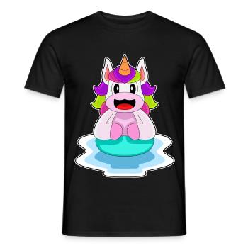Licorne Natation Anneau De Natation Été - T-shirt homme - noir - Devant - AI Model Male 178 light (178cm)