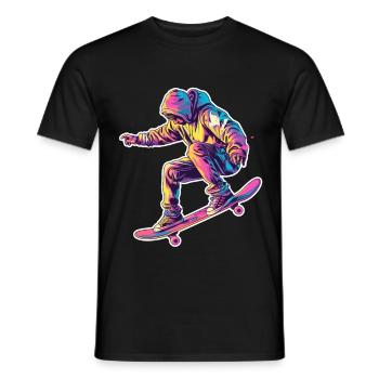 Retro Skateboarder - Männer T-Shirt - Schwarz - Vorne - AI Model Male 178 light (178cm)