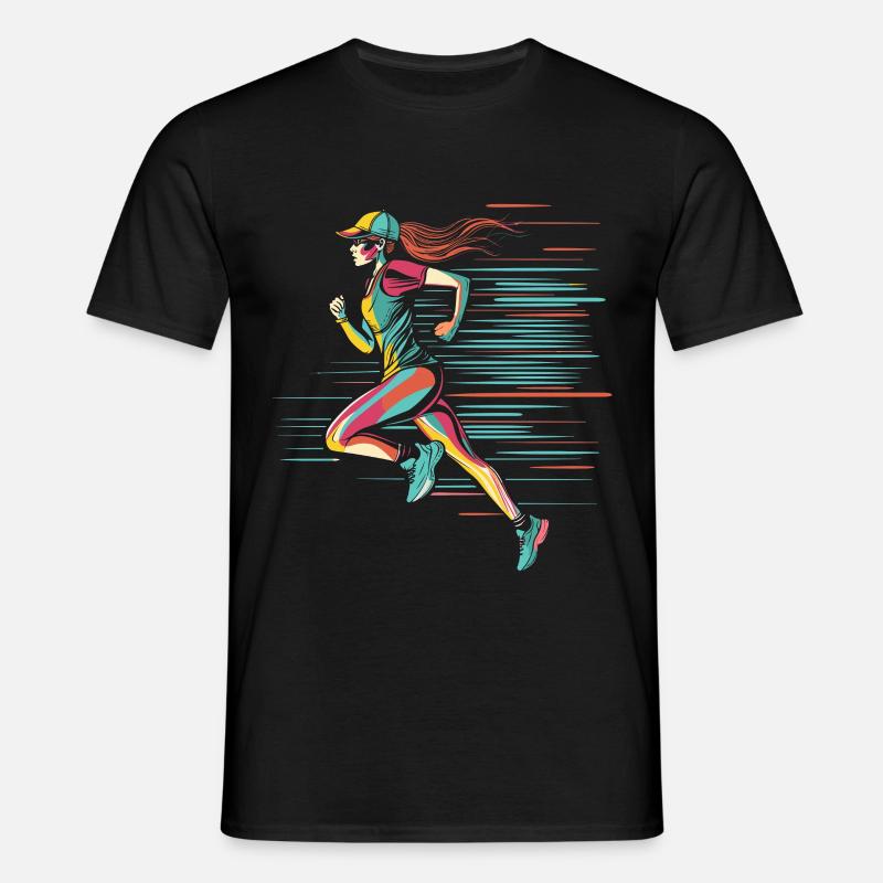 Läuferin Comic Look - Männer T-Shirt - Schwarz