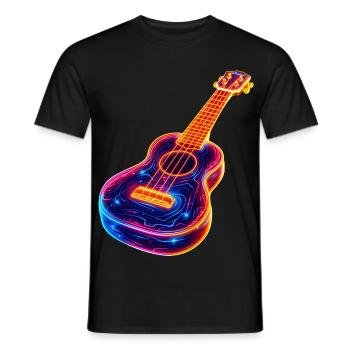 Ukulele Synthwave - Men's T-Shirt - black - Front - AI Model Male 178 light (178cm)