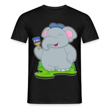 Peintre éléphant Peinture au pinceau - T-shirt homme - noir - Devant - AI Model Male 178 light (178cm)