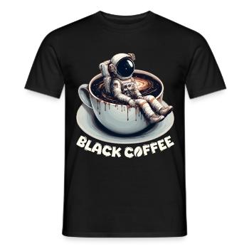 Schwarzer Kaffee Astronaut Tasse Galaxie Geschenk - Männer T-Shirt - Schwarz - Vorne - AI Model Male 178 light (178cm)
