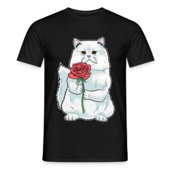 Persian Cat Rose - Men's T-Shirt - black - Front - AI Model Male 178 light (178cm)