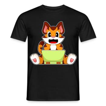 Tiger Laptop - Männer T-Shirt - Schwarz - Vorne - AI Model Male 178 light (178cm)