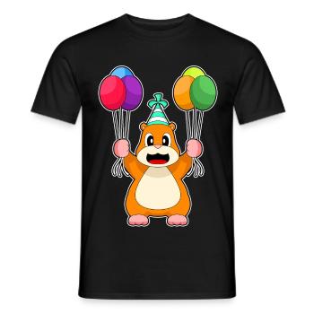 Hamster Birthday Balloon - Men's T-Shirt - black - Front - AI Model Male 178 light (178cm)