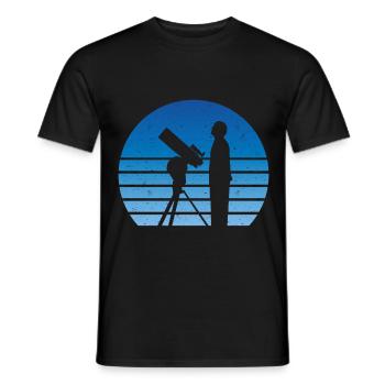 Astronome télescope rétro Vintage Outer Space étoiles - T-shirt homme - noir - Devant - AI Model Male 178 light (178cm)