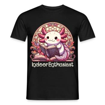 Axolotl Drinnen Enthusiast Buch Bücher Geschenk - Männer T-Shirt - Schwarz - Vorne - AI Model Male 178 light (178cm)