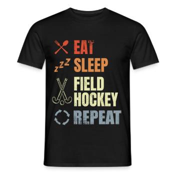 Eat Sleep Field Hockey Replay - Men's T-Shirt - black - Front - AI Model Male 178 light (178cm)