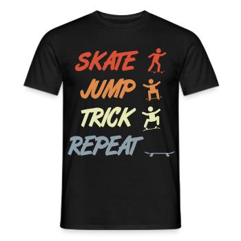 Skaten Springen Tricken Wiederholen - Männer T-Shirt - Schwarz - Vorne - AI Model Male 178 light (178cm)