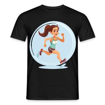 Läuferin im Comic-Stil - Männer T-Shirt - Schwarz - Vorne - AI Model Male 178 light (178cm)