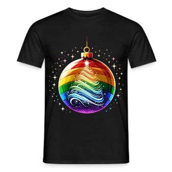 Regenbogen Weihnachtskugel - Männer T-Shirt - Schwarz - Vorne - AI Model Male 178 light (178cm)