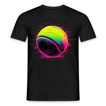 Balle de tennis style synthwave - T-shirt homme - noir - Devant - AI Model Male 178 light (178cm)
