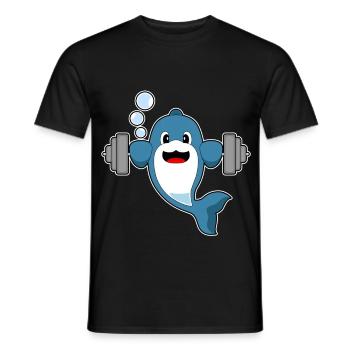 Dolphin Bodybuilder Barbell Bodybuilding - Men's T-Shirt - black - Front - AI Model Male 178 light (178cm)